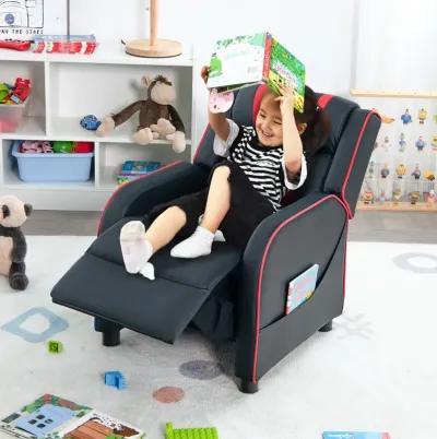 Comfortable Kids Recliner Chair with Side Pockets and Adjustable Footrest for Playtime and Relaxation