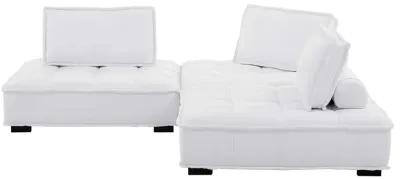 Saunter Tufted Fabric 3-Piece Sofa White