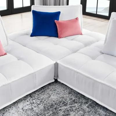 Saunter Tufted Fabric 3-Piece Sofa White