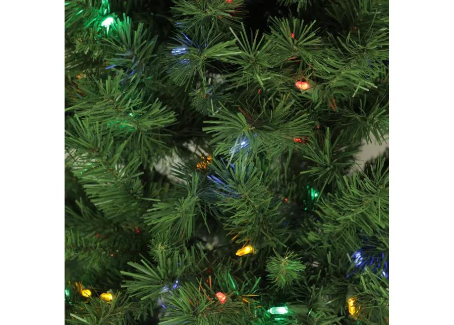 7' Pre-Lit Slim Glacier Pine Artificial Christmas Tree - Multicolor LED Lights