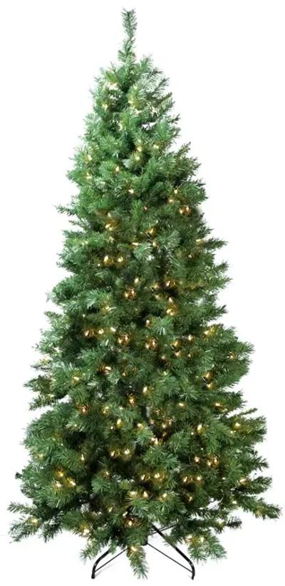 7' Pre-Lit Slim Glacier Pine Artificial Christmas Tree - Multicolor LED Lights