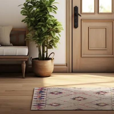 Savannah Contemporary Boho Beige Blue Indoor Area Rug