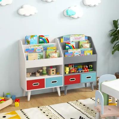 Kids Bookshelf with Open Compartment for Toddlers 3+ Years Old-Grey