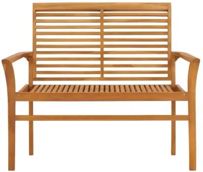 vidaXL Outdoor Patio Bench, Garden Wooden Wheel Bench with Cushion, Front Porch Chair Bench for Patio Porch Poolside Balcony, Solid Wood Teak