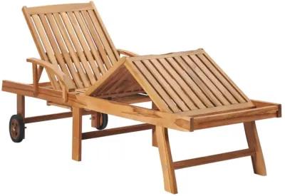 vidaXL Sun Lounger with Anthracite Cushion Solid Teak Wood