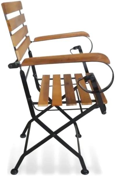 vidaXL Folding Patio Chairs 2 pcs Steel and Solid Wood Acacia