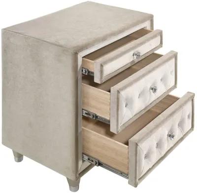 Coaster Home Furnishings 3 Drawers Velvet Nightstand, Ivory and Camel