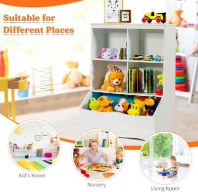 Hivvago 3-Tier Children's Multi-Functional Bookcase Toy Storage Bin Floor Cabinet