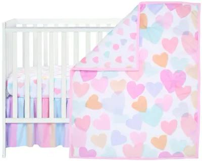 Bedtime Originals Rainbow Hearts Pink/Purple 3-Piece Baby Crib Bedding Set