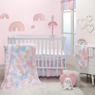 Bedtime Originals Rainbow Hearts Pink/Purple 3-Piece Baby Crib Bedding Set