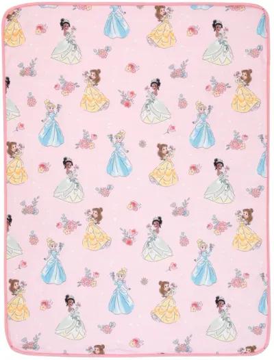 Lambs & Ivy Disney Princesses Pink Fleece Baby Blanket - Belle/Tiana/Cinderella