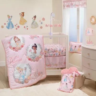 Lambs & Ivy Disney Princesses Pink Fleece Baby Blanket - Belle/Tiana/Cinderella