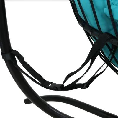 Sunnydaze Resin Wicker Hanging Egg Chair with Steel Stand/Cushion - Teal