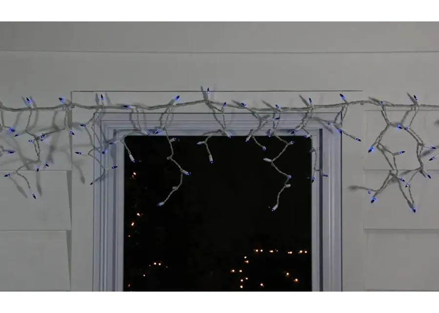 150 Blue Heavy-Duty Commercial Grade Icicle Christmas Lights - 8.5 ft White Wire