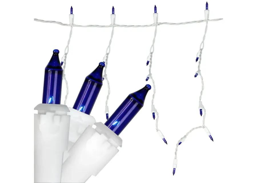 150 Blue Heavy-Duty Commercial Grade Icicle Christmas Lights - 8.5 ft White Wire