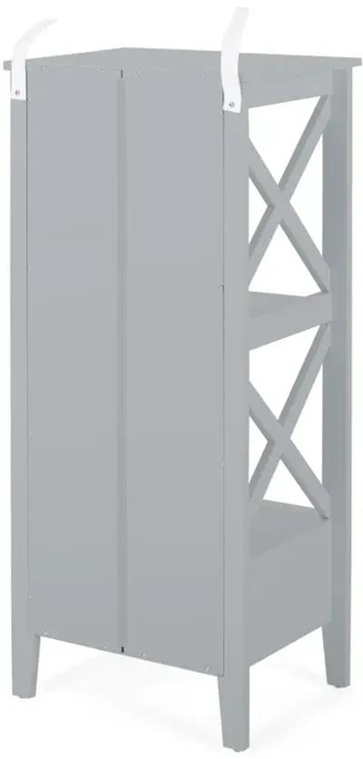 Veny Bathroom Linen Storage Rack, 16 x 36, 2 Shelves, 1 Drawer, Gray - Benzara