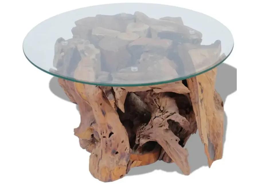 vidaXL Coffee Table Solid Teak Driftwood 23.6"