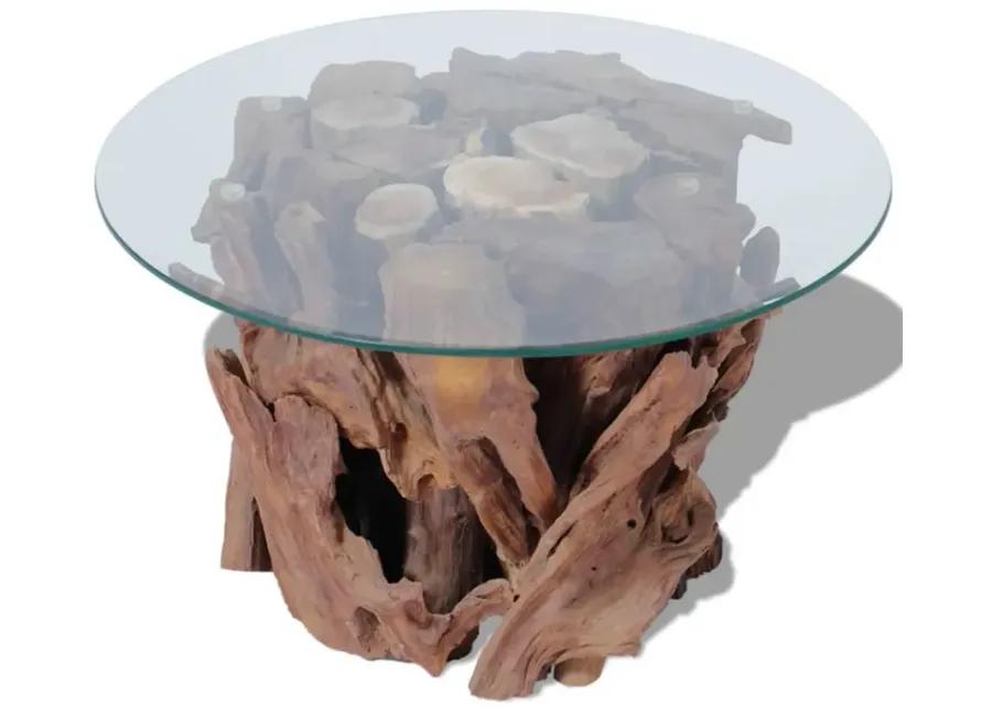 vidaXL Coffee Table Solid Teak Driftwood 23.6"