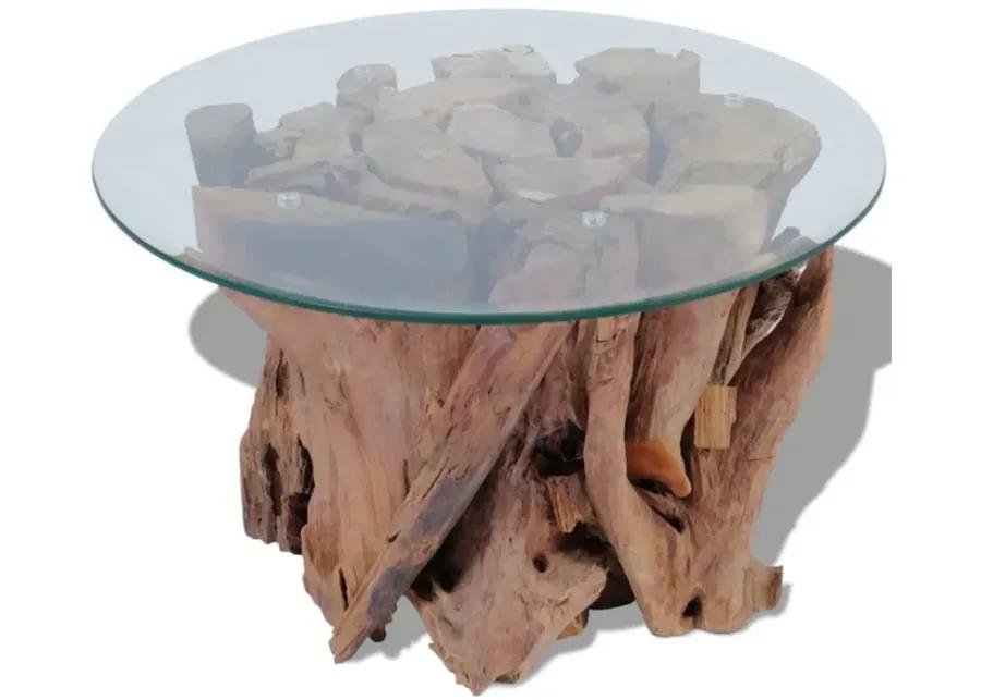 vidaXL Coffee Table Solid Teak Driftwood 23.6"