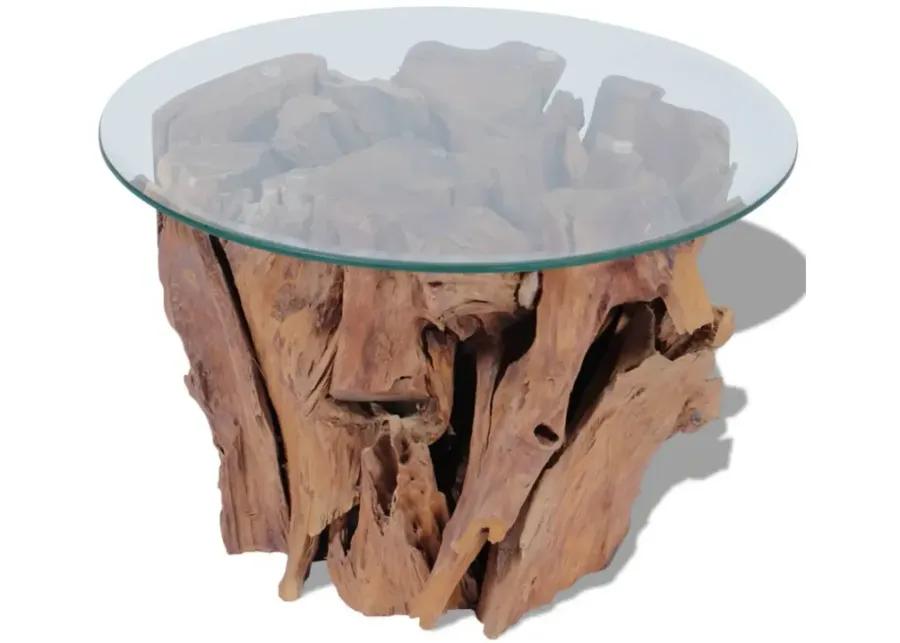 vidaXL Coffee Table Solid Teak Driftwood 23.6"