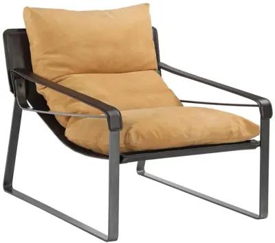 Contemporary Industrial Tan Leather Club Chair, Belen Kox