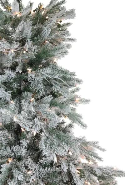 7.5' Pre-Lit Full Flocked Jasper Balsam Fir Artificial Christmas Tree - Clear Lights