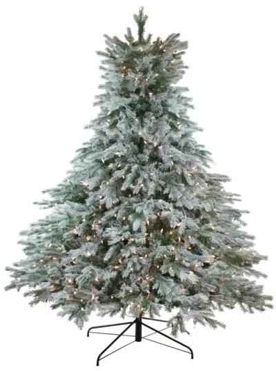 7.5' Pre-Lit Full Flocked Jasper Balsam Fir Artificial Christmas Tree - Clear Lights