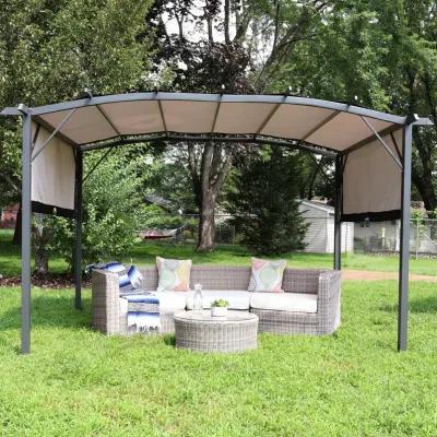 Sunnydaze 9 ft x 12 ft Metal Arched Pergola with Retractable Canopy