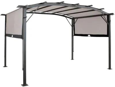 Sunnydaze 9 ft x 12 ft Metal Arched Pergola with Retractable Canopy