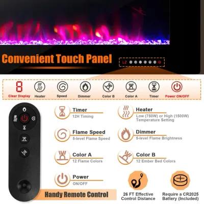 Ultra-Thin Electric Fireplace with Decorative Crystal Display