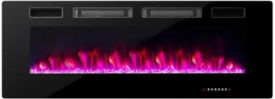 Ultra-Thin Electric Fireplace with Decorative Crystal Display