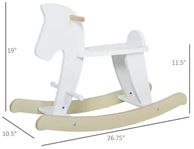 White Classic Toy: Traditional Wooden Rocking Horse for 3-6 Years