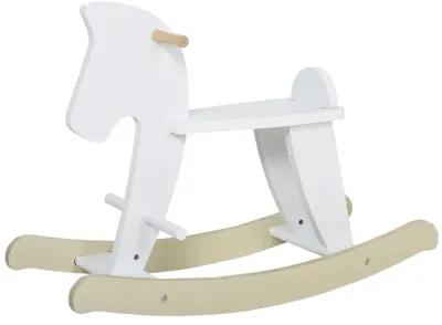 White Classic Toy: Traditional Wooden Rocking Horse for 3-6 Years