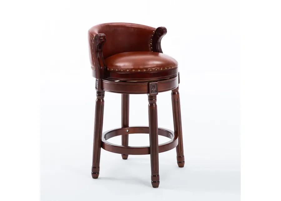 360 Swivel Bar Stool, 26" Seat Height, Cow Leather, Brown