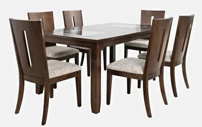 Jofran Urban Icon Contemporary 66 Seven-Piece Dining Set with Upholstered Chairs