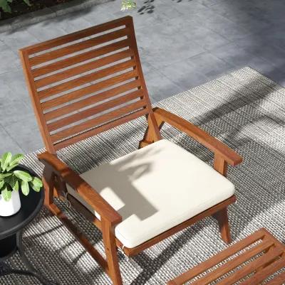 Outsunny 4 Pieces Patio Chairs w/ Cushion, Acacia Wood Patio Seat, White