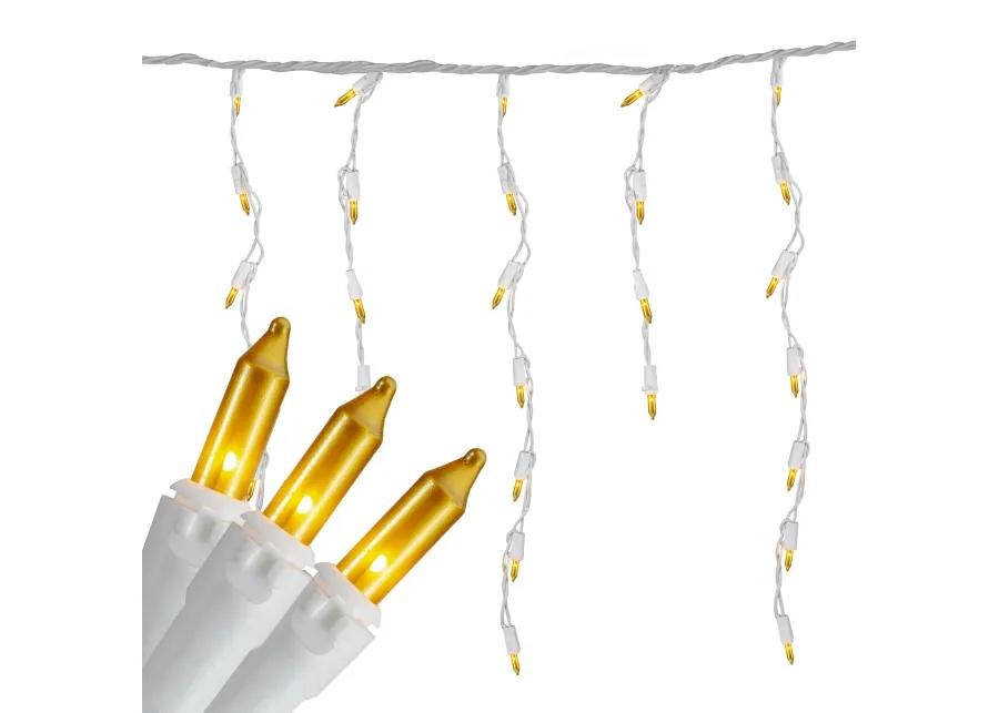 100 Count Opaque Gold Mini Icicle Christmas Lights - 3.5 ft White Wire