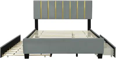 Merax Upholstered Platform Bed with 2 Drawers