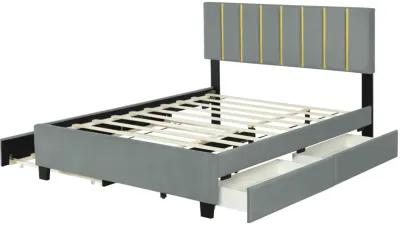 Merax Upholstered Platform Bed with 2 Drawers