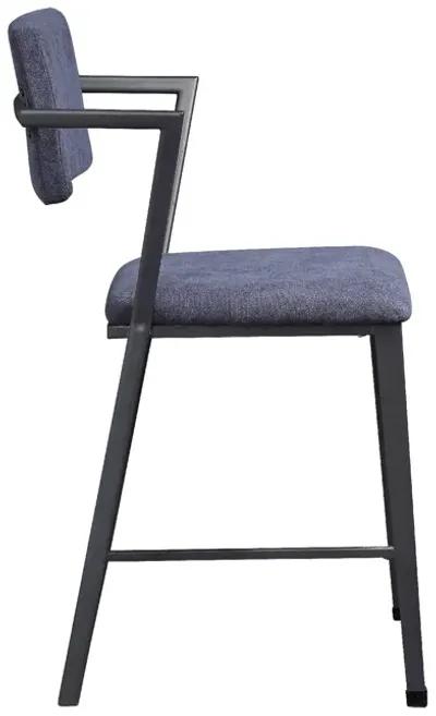 Fabric Upholstered Metal Counter Height Chair, Set of 2,Gray and Black-Benzara