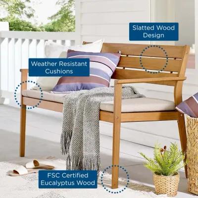 Modway - Viewscape Outdoor Patio Ash Wood Loveseat Natural Taupe