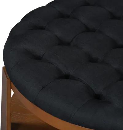 Merax 2-Tier Round Ottoman Coffee Table with Wheels