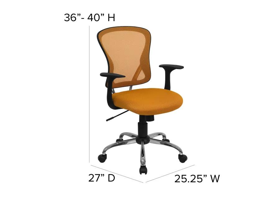 Alfred Mid-Back Blue Mesh Swivel Task Office Chair with Chrome Base and Arms