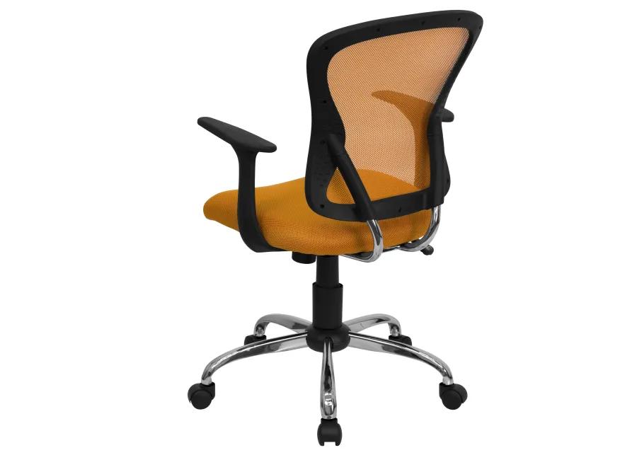 Alfred Mid-Back Blue Mesh Swivel Task Office Chair with Chrome Base and Arms