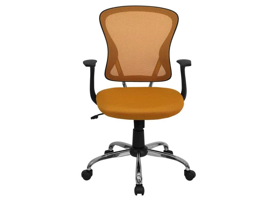 Alfred Mid-Back Blue Mesh Swivel Task Office Chair with Chrome Base and Arms