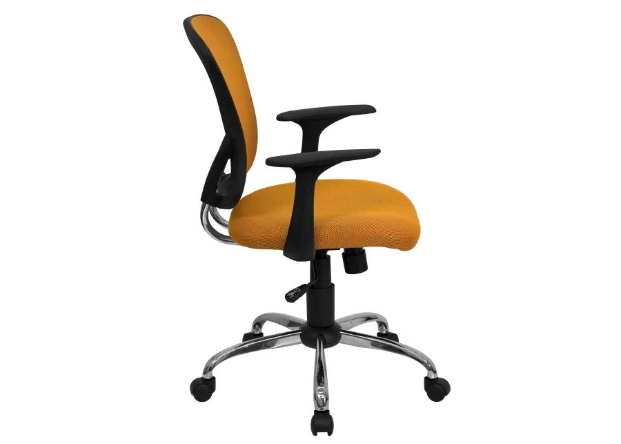 Alfred Mid-Back Blue Mesh Swivel Task Office Chair with Chrome Base and Arms