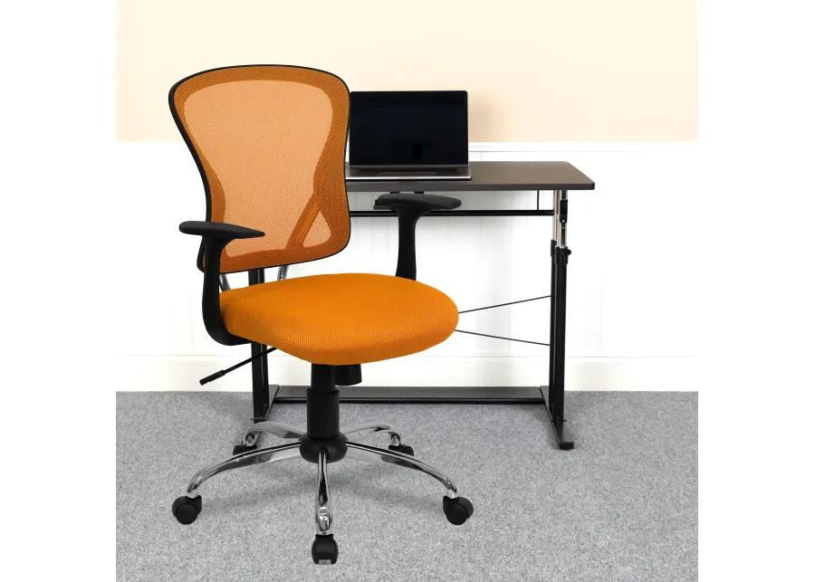 Alfred Mid-Back Blue Mesh Swivel Task Office Chair with Chrome Base and Arms