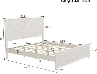 Merax Farmhouse Solid Wood Platform Bed Frame