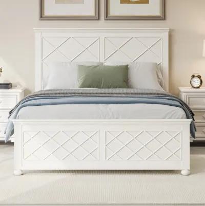 Merax Farmhouse Solid Wood Platform Bed Frame