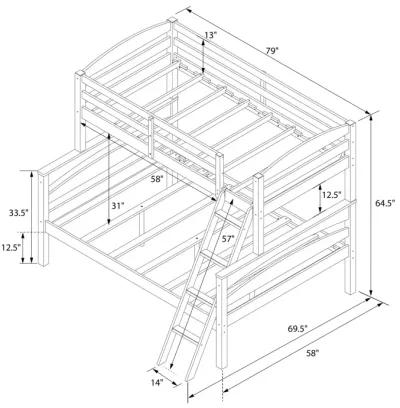 Brady Wood Bunk Bed Frame, Twin over Full, White